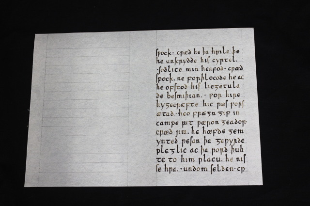 a manuscript page in insular script with Old English text that begins with “spock. cwæd he” (only the left side of the page is written)