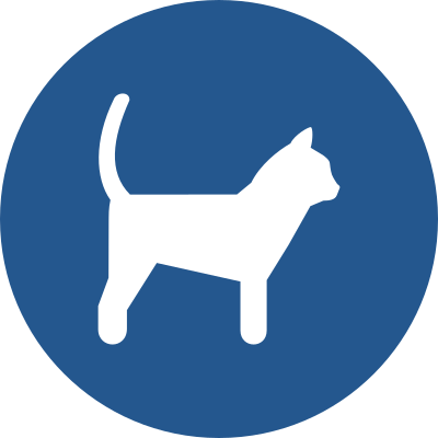 A blue circle mandatory sign, with a cat