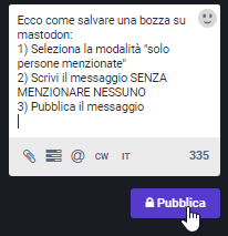 Click sul pulsante "PUBBLICA"