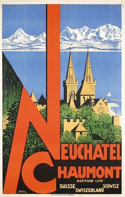 Vintage travel poster: Neuchatel