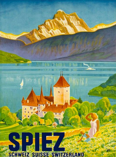 Vintage travel poster: Spiez