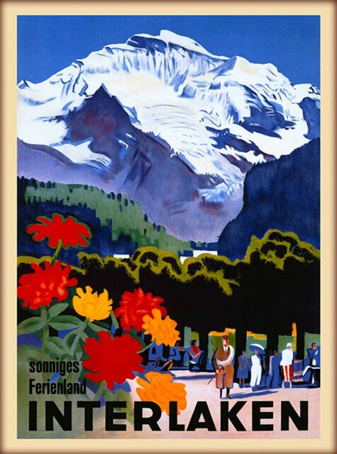 Vintage travel poster: Interlaken