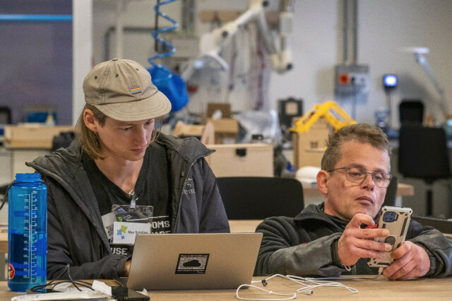 two people in workshop