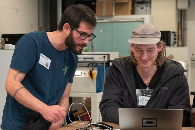 two people in workshop