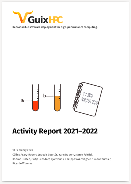 Front page of the Guix-HPC activity report.