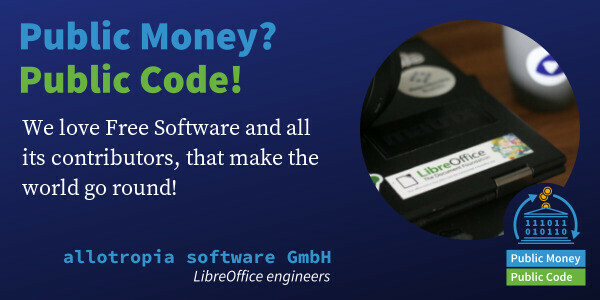 #ILOVEFS sharepic, with text "Public Money? Public Code! We love Free Software and all its contributors, that make the world go round!"
