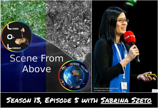 Scene From Above logo on left, with picture of woman with glasses and microphone on right. Across the bottom the text reads "Season 13, Episode 5 with Sabrina Szeto".