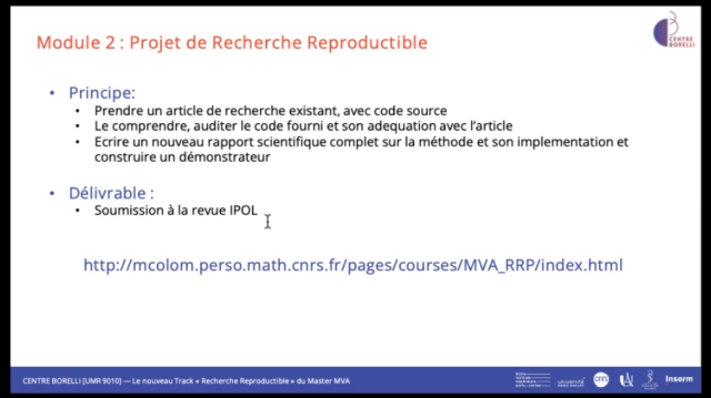 Module 2 : prendre un article de recherche et le reproduire et le soumettre  à la revue IPOL