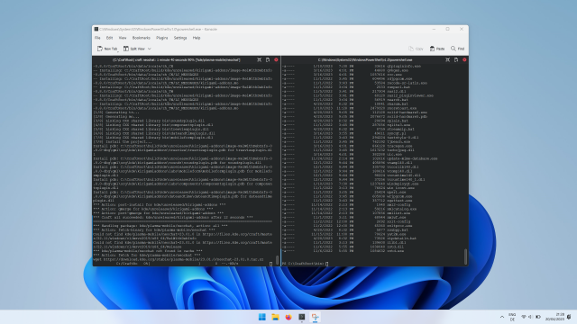 KDE's terminal emulator Konsole running on the latest MS Windows.