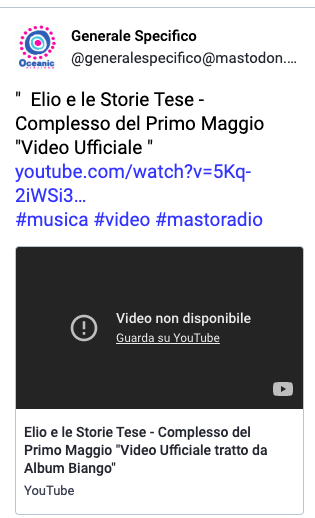 Generale Specifico  Elio e le Storie Tese - Complesso del Primo Maggio "Video Ufficiale " 