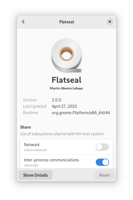 Screenshot of Flatseal
