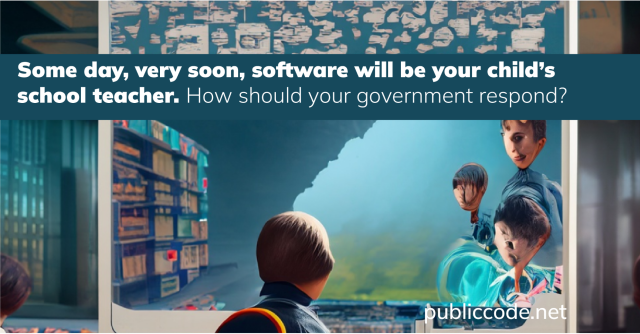 Image: The public school of the future where students are taught by robots
Text: Some day, very soon, software will be your child’s school teacher. How should your government respond? 