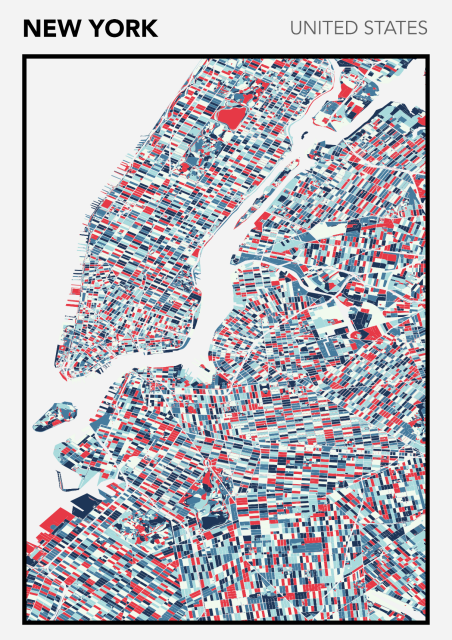 City of New York (USA). Urbanism map made with QGIS.
