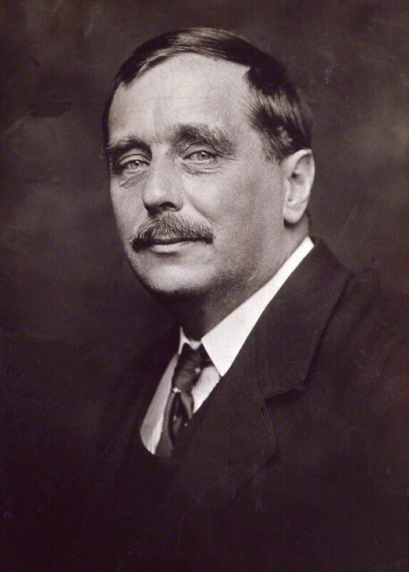Portrait of Herbert George Wells by George Charles Beresford. Black and white glossy print. 150 mm x 108 mm, 1920.
