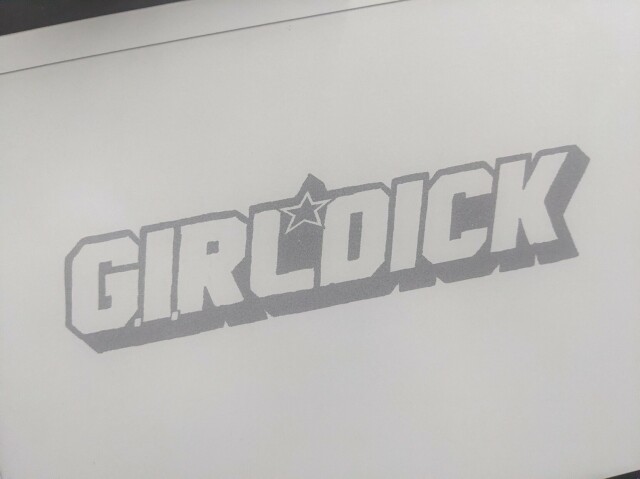 a digital design that reads girldick in the G.I.Joe font