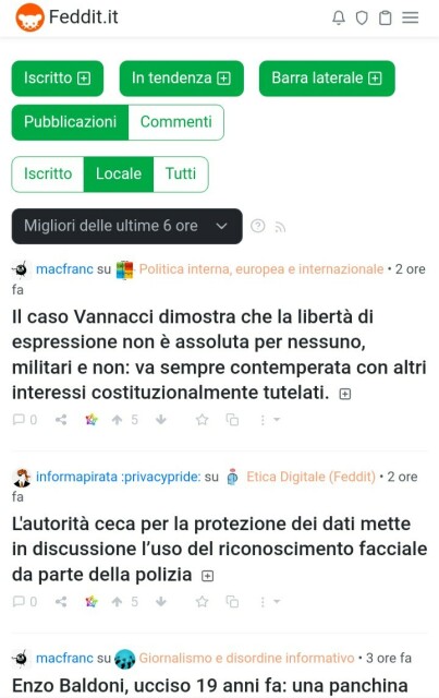 La schermata iniziale di feddit.it 