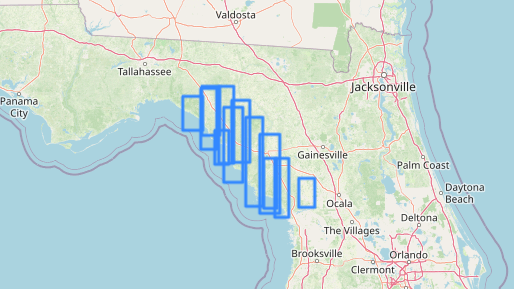 A map of Florida showing the imagery boundaries collected by Maxar satellites