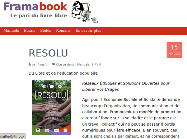 L'edizione in francese di [RESOLU] pubblicata inizialmente da Framabook di Framasoft