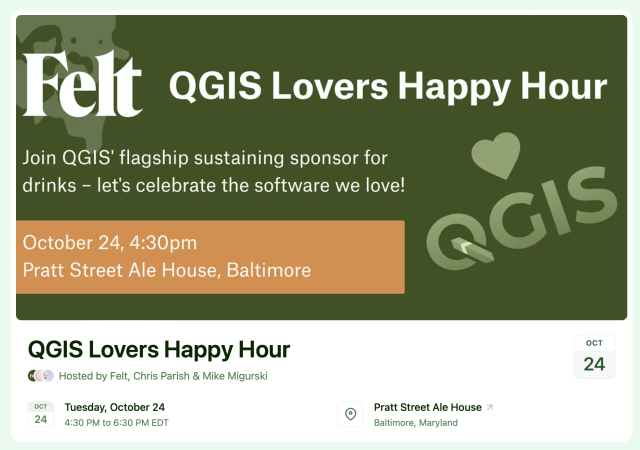 QGis Lovers Happy Hour

Join QGIS' flagship sustaining sponsor for drinks - let's celebrate the software we love!

October 24, 4:30pm
Pratt Street Ale House, Baltimore