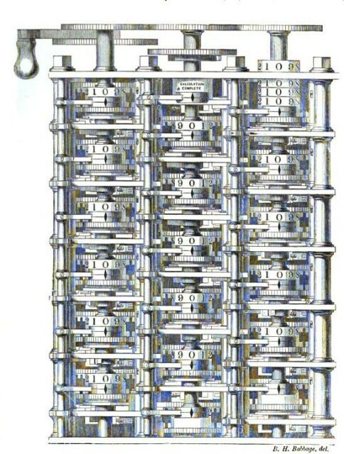 Part of w:Charles Babbage's Difference Engine No. 1, as assembled in 1833, exhibited 1862, and later in the South Kensington Museum.
