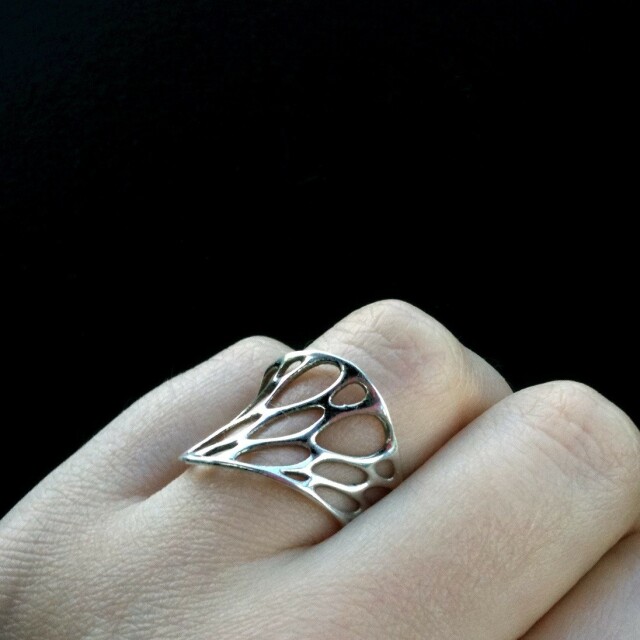 Sterling silver ring inspired by the microscopic glass skeletons of radiolaria 