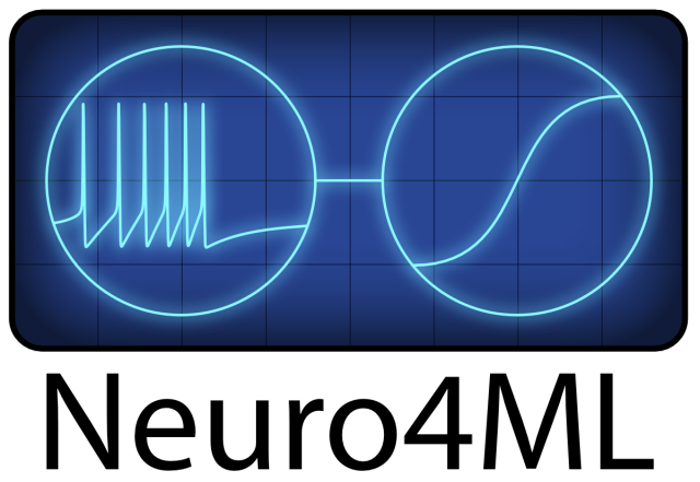 Neuroscience for machine learners logo. An oscilloscope with a spike trace on one side and a sigmoid function on the other.