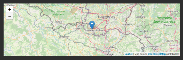 Screenshot taken from // foss.events, showing the location of Libre Office Conference on Open Street Map
