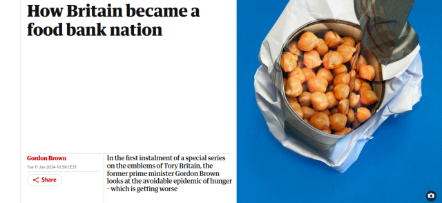 How Britain became a food bank nation. Nell'immagine, una confesione di ceci in scatola.