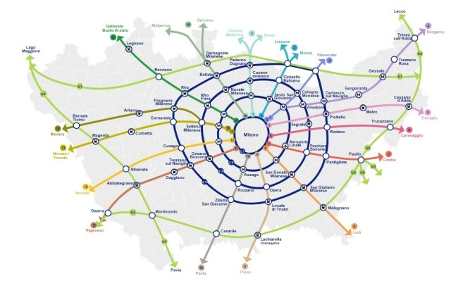 mappa della futura rete di piste ciclabili milanesi