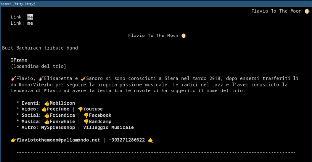 Rendering of https://flaviotothemoon.pallamondo.net with Links console based web browser