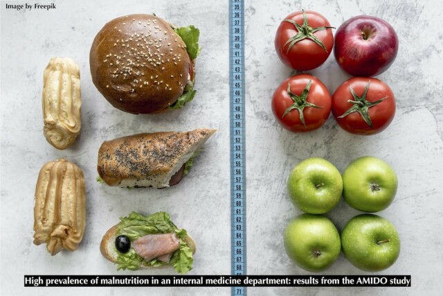 measuring tape between healthy and unhealthy food