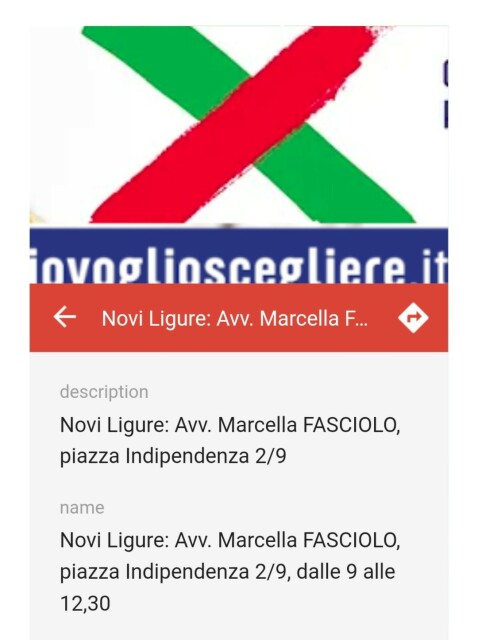 Novi Ligure: Avv. Marcella FASCIOLO, piazza Indipendenza 2/9 Novi Ligure: Avv. Marcella FASCIOLO, piazza Indipendenza 2/9, dalle 9 alle 12,30 