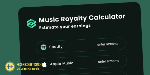 Il Music Royalty Calculator è un app on line che ti permette di calcolare una media dei tuoi guadagni dallo streaming musicale.