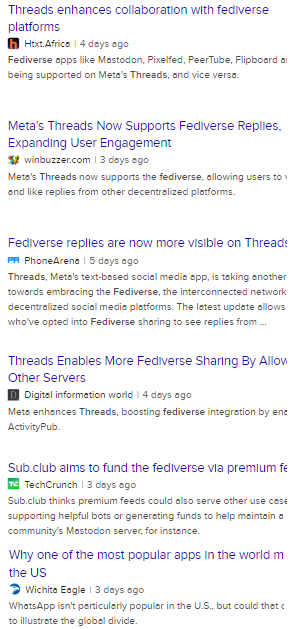 Le notizie sul fediverso riguardano solo Threads: una rassegna da DuckduckGo