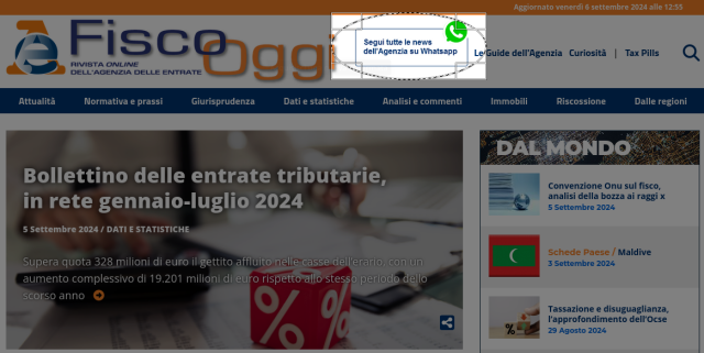 immagine sito fisco oggi dove si segnala la presenza PUBBLICITARIA di Wcrap