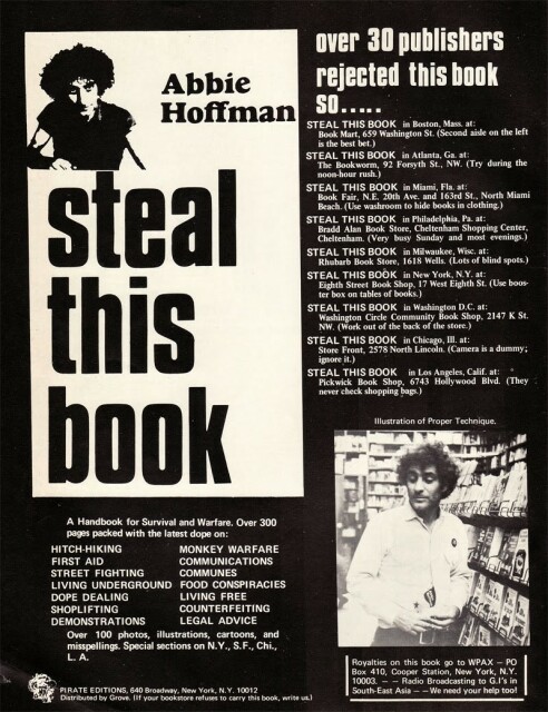 Cover of Abbie Hoffman’s book “Steal This Book.”