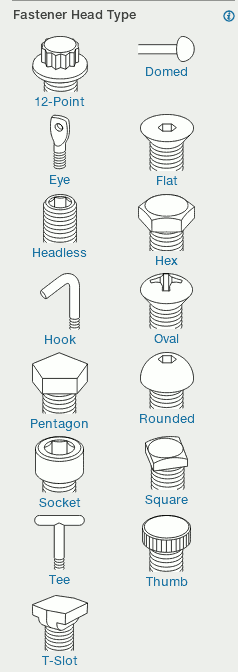 Selezione delle viti per tipo di testa sul sito McMaster-Carr.