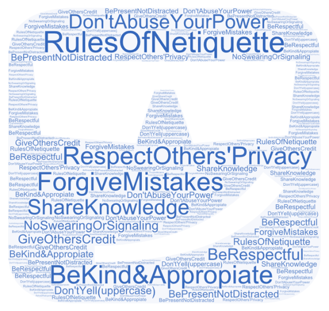 Rules of netiquette to be used in online communication (fonte: wikipedia)
